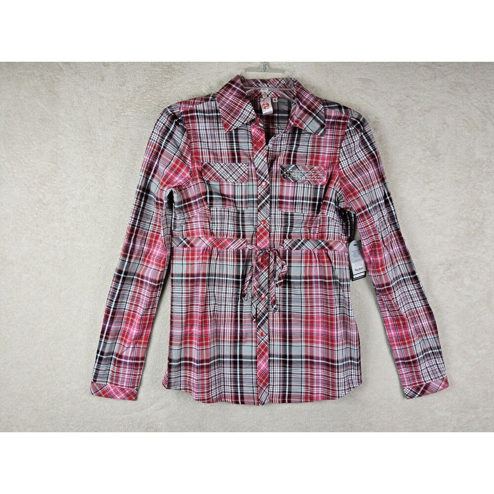 Pepe Jeans Women's Long Sleeve Snap Front Studded Top Size S